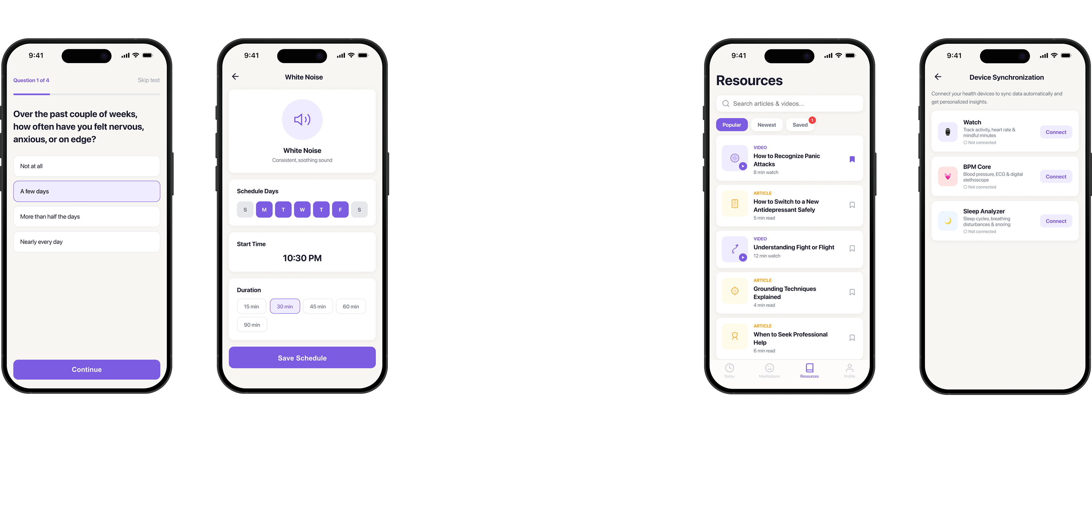 App screens overview